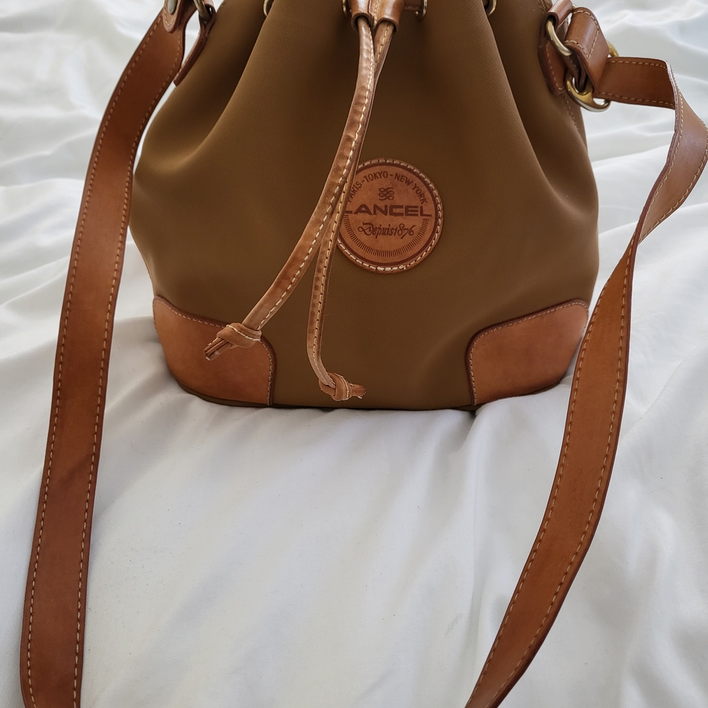 Lancel Brown Leather Drawstring Shoulder Bag